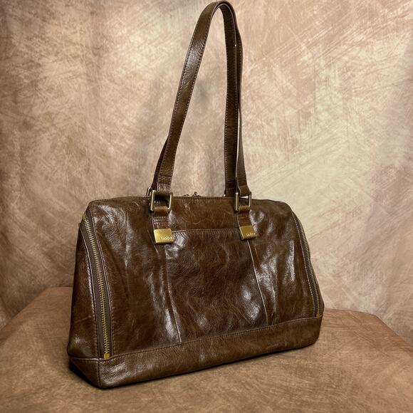 Hobo the Original Brown Leather Shoulder Bag Full Zip Paisley Lining Indie Y2K - Picture 13 of 13